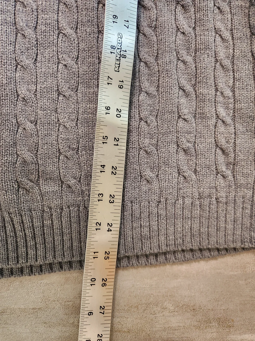 Josephine Chaus Gray Cable-Knit Shawl Collar Sweater